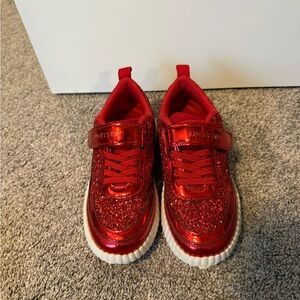 Shiny Red Glitter Kids Sneakers